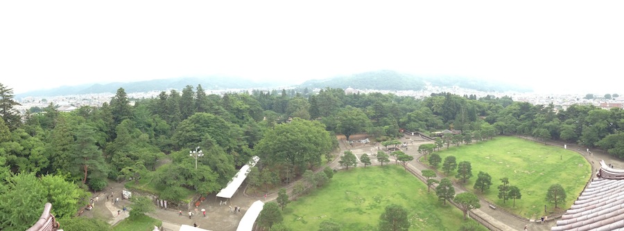 Vista de la panorámida desde el castillo de Aizu