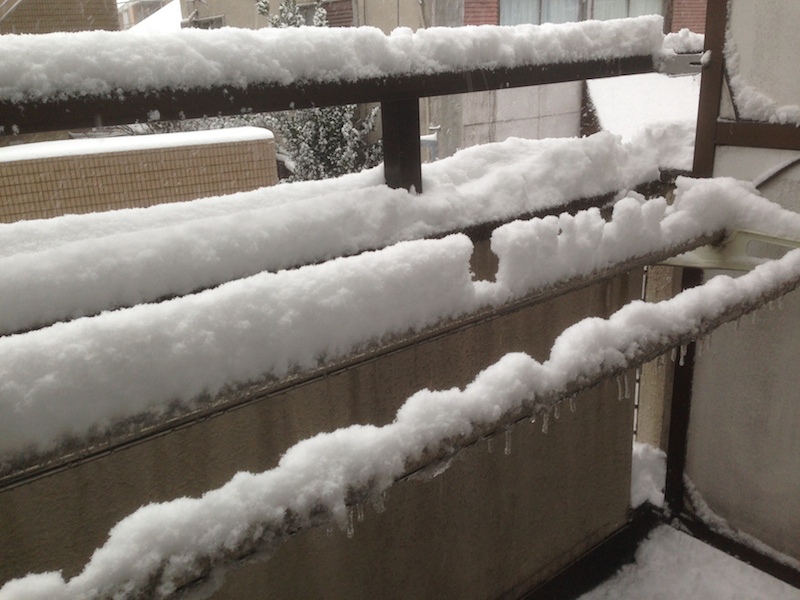 Barras de tender la ropa con nieve